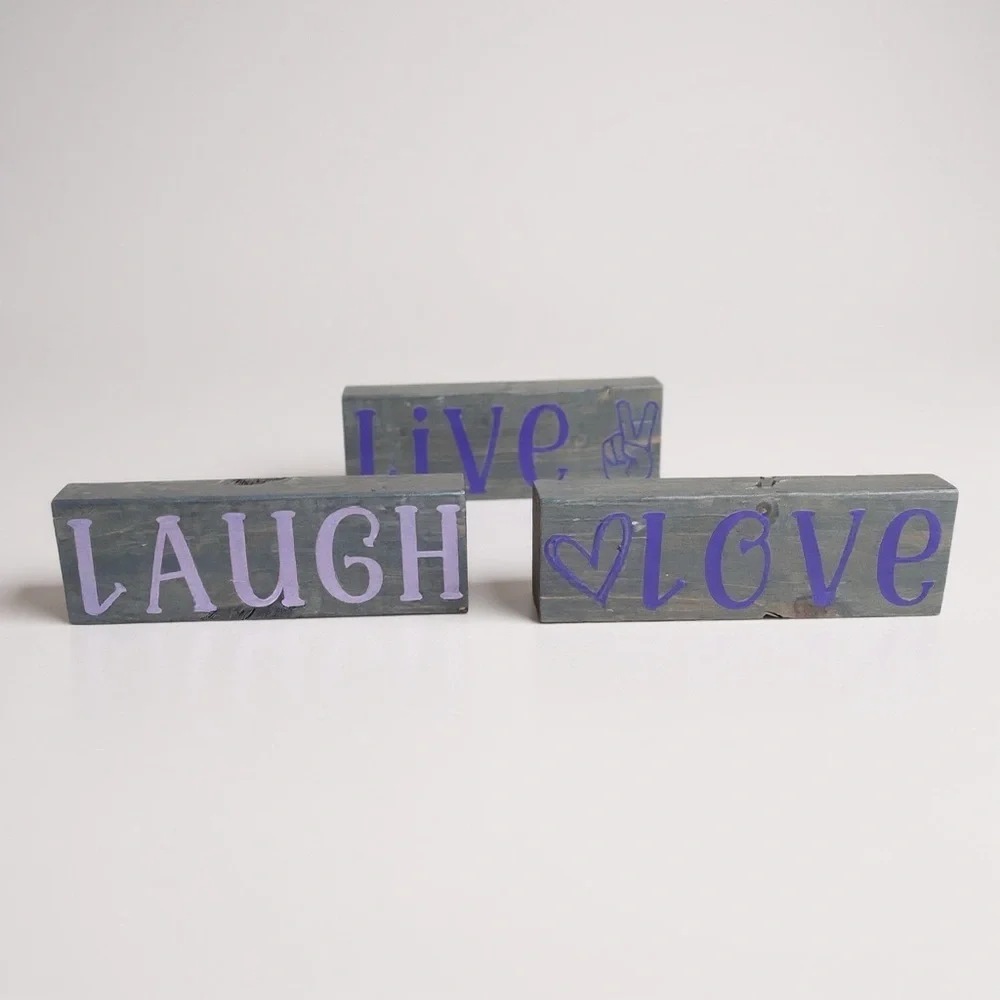 Live Laugh Love Table Top Decor Set - Purple and Gray